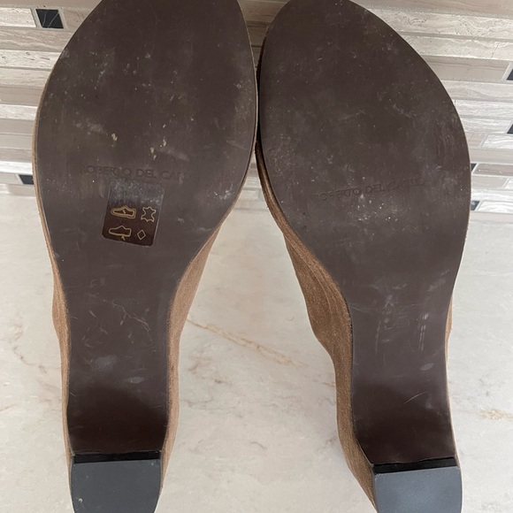 ROBERTO DEL CARLO Brown Suede Women's Heeled Mules, IT40/US9 - Picture 7 of 13